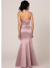 Strapless Sweetheart Mauve Satin Bridesmaid Dress